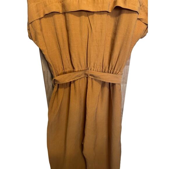 Mango Lyocell Jumpsuit With Belt Straight Leg Utility Pockets Mustard Size XXL - Picture 10 of 13